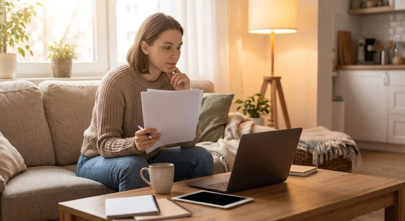 Food truck owner reviewing formation paperwork at home