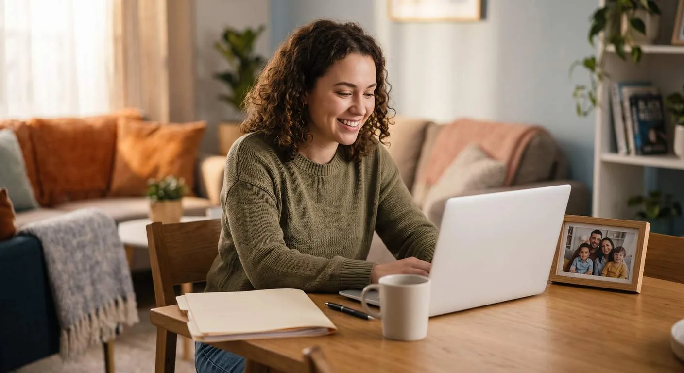 Business owner filing LLC paperwork online from a home office