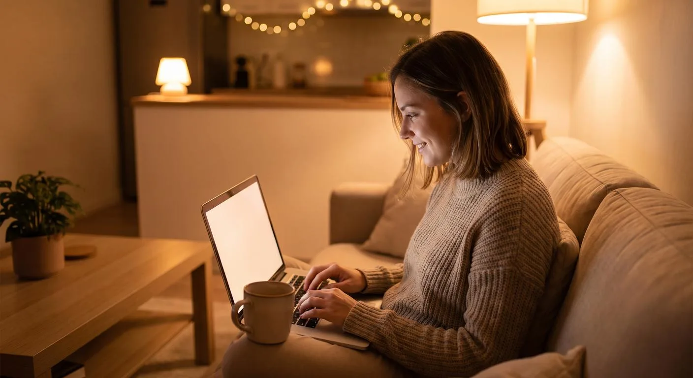 Business owner searching a state business entity database on a laptop