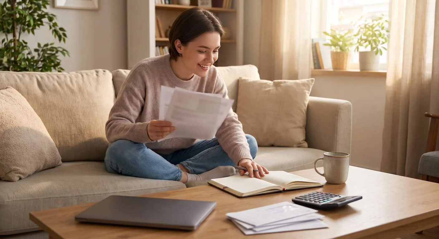 Trader reviewing formation paperwork at a home desk