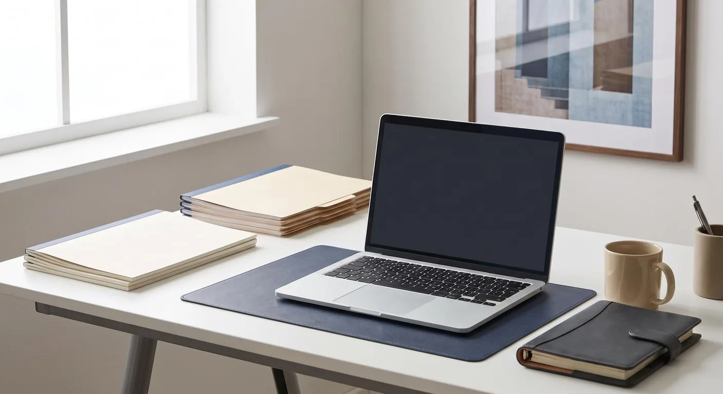 Workspace set up for reviewing S corp tax paperwork