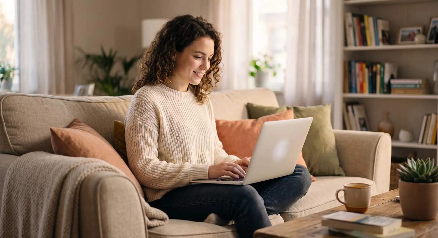 Business owner using a laptop at home to research opening a business bank account