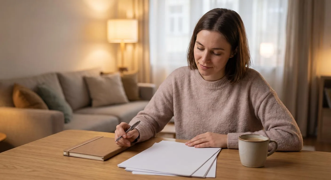 Business owner reviewing formation paperwork at a home desk