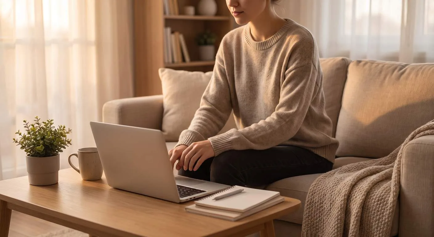 Food truck owner working through business setup on a laptop at home