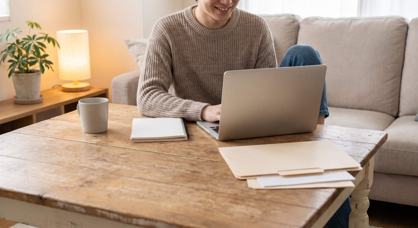 Owner completing the S corp election paperwork at a home workspace