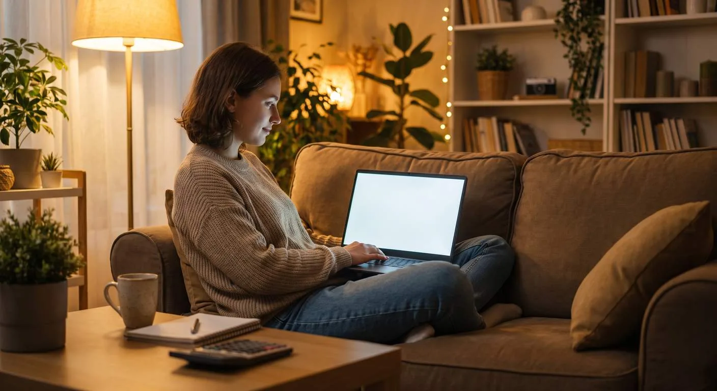 Small business owner reviewing startup costs on a laptop at home