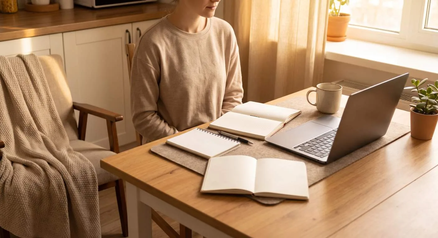 Ecommerce owner working through tax paperwork at a kitchen table