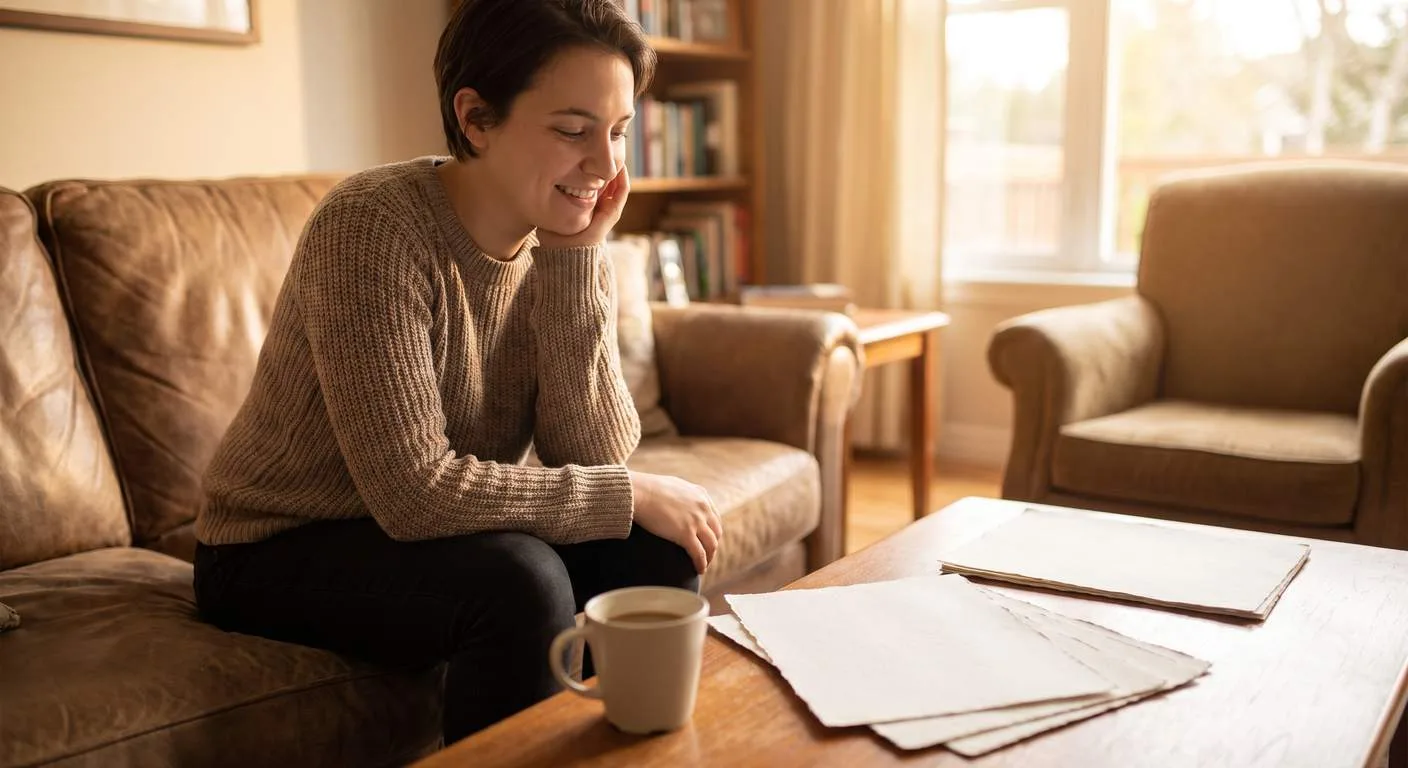 Business owner reviewing paperwork and a tablet at home
