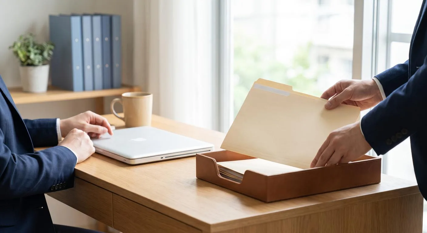 Two professionals reviewing formation documents at a desk